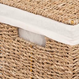 5Five Wasmand - riet - met deksel - rechthoekig - 38 x 23 x 55 cm - 40 liter — thumbnail 3
