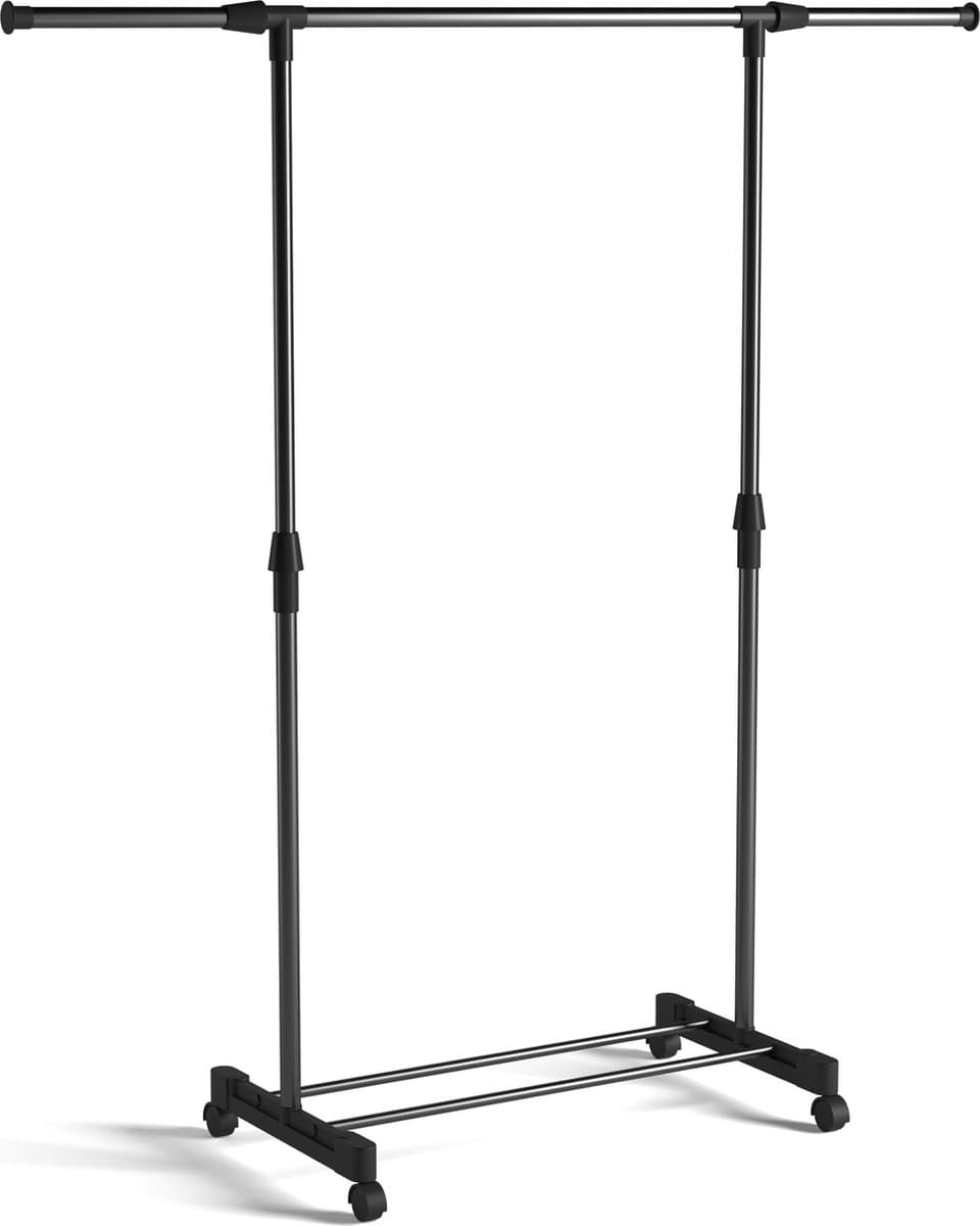 Wasophoogte Droogrek Uno- Wasrek - Droogtoren - op wielen - 1,5m drooglengte - In Breedte en Hoogte verstelbaar - 42x145x150 (LxBxH) -Zwart — afbeelding 1