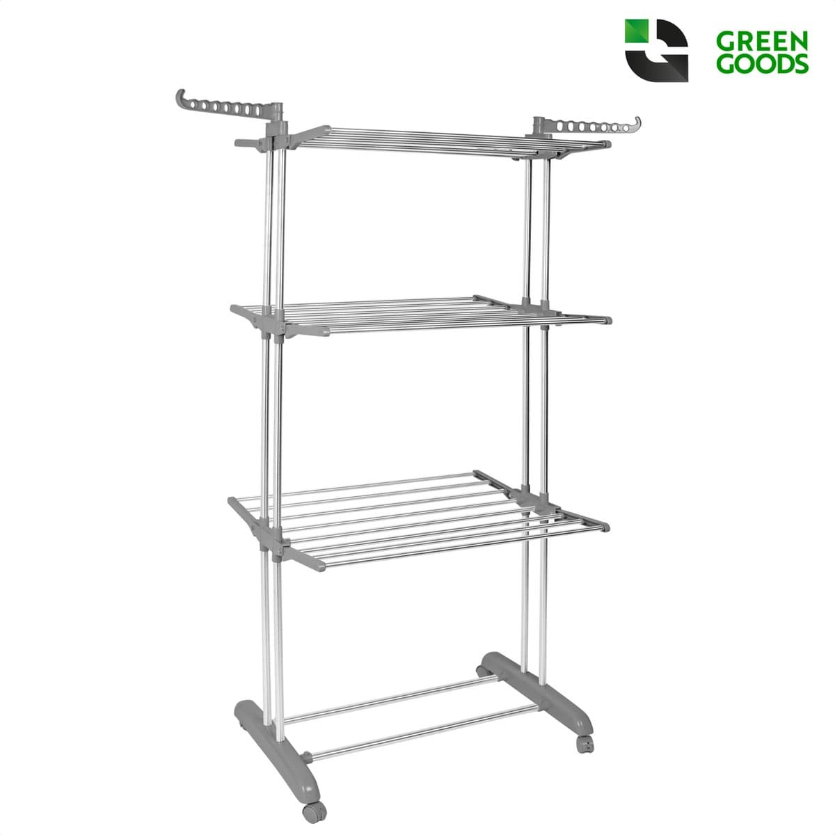 GREENGOODS® - Opvouwbare wasrek met wieltjes 18 stangen - Wasrek - Wastoren - Droogrek - Droogtoren - Wasdroogrek - Wasdroogrek staand - Droogrek staand - Wasrek staand - Wasrek inklapbaar - Droogrek inklapbaar - Waslijn — afbeelding 1