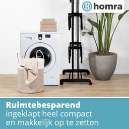 Homra Wasrek Inklapbaar - Zwart - Tot 45m Was - Droogtoren met Wieltjes - Staand Droogrek Inklapbaar - Ruimtebesparend Wasrek - Ecologisch Was Drogen - 77x50x170 CM - Geschikt voor Grote Gezinnen - Was Drogen in 2026 — thumbnail 3