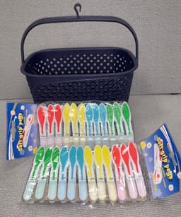 Wasknijpermand - Wasknijpermandje - Met 24 Wasknijpers - 3 Liter - 22,5 x 15 x 14 cm - Donker Blauw — thumbnail 1