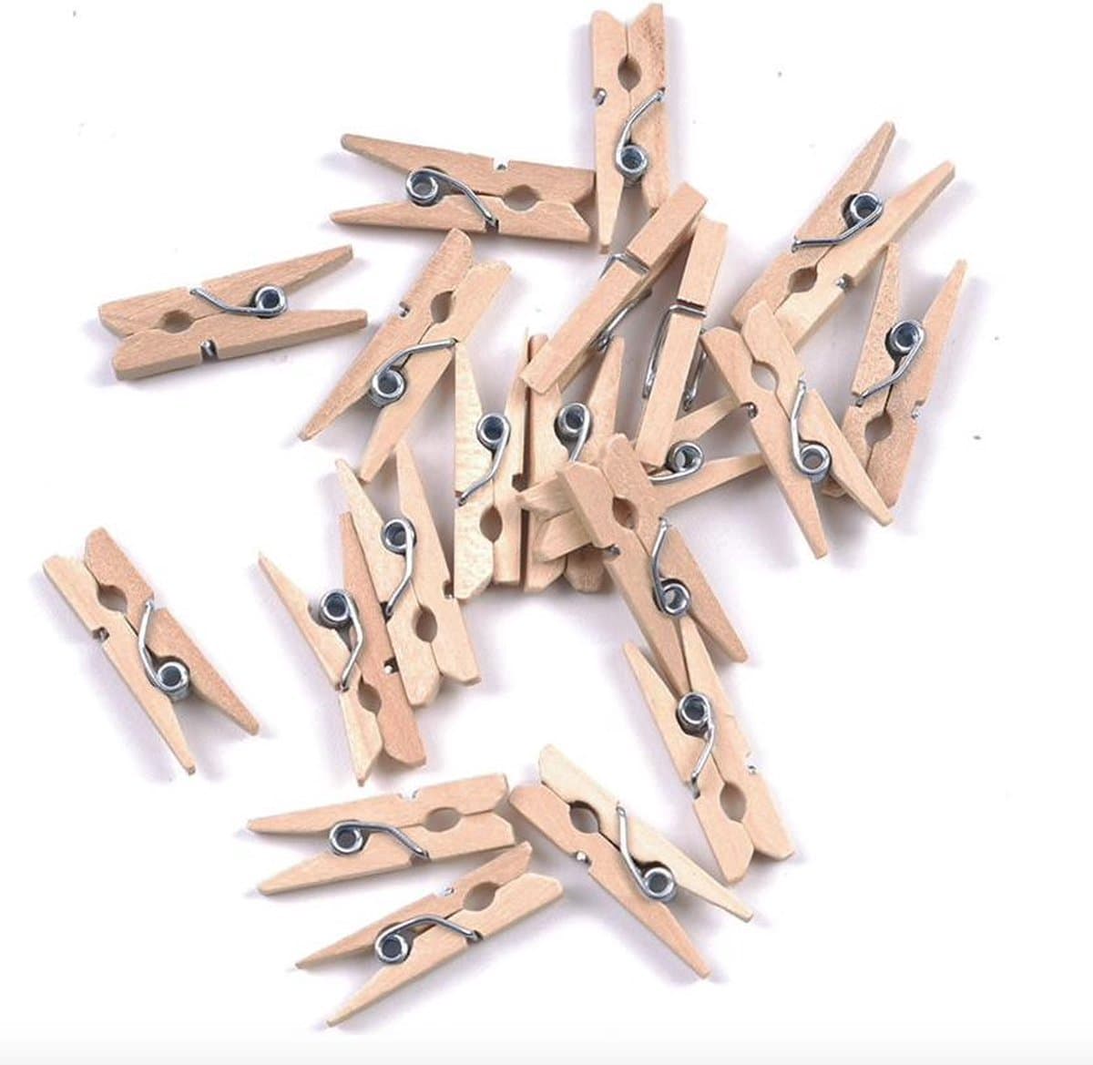 CHPN - Wasknijpers - Mini wasknijpertjes - 25 STUKS - Houten Mini Knijpers - 2,5CM - Fotoknijpers - Geboorte Wasknijpers - Fotohouders - Kerstkaart Hangers - Knijpers — afbeelding 1