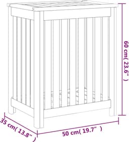 vidaXL - Wasmand - 50x35x60 - cm - massief - teakhout — thumbnail 3