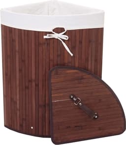 Hoekwasmand MCW-C21, Wasbox wasmand, bamboe 61x48x35cm 50l ~ bruin — thumbnail 1