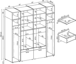 Roomart SERIE 2 Wasmachine Ombouwkast 254x240 cm - Kastenwand met 2 Hoge Kasten - Wit — thumbnail 5