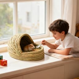 Hasenbett, Stroh-gewebtes Lukenhaus, Kleintierbett für Kaninchen, Frettchen, weiche Funktion, leicht zu reinigende Funktion, Haustierwerkzeug, Käfigzubehör für Vogelstall, Bauernhofzucht — thumbnail 4