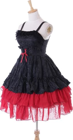 JL-685 rood zwart ruches jurk chiffon Gothic Lolita kostuum cosplay (M-L) — thumbnail 4
