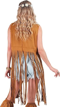 Party Fashion - Hippiekostuum voor dames, franjes, bruin, festivaloutfit — thumbnail 3