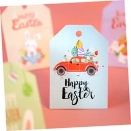 1set Paaslabels Duurzame Papieren Hangtags Met Touw Voor Feestelijke Decoratie Voor Paasfeest Inclusief Katoenen Jute Touwen — thumbnail 4