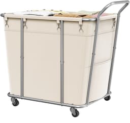 CINK & Co Wasmand op wielen 313 L - 2 uitneembare waszakken - Met plank - Beige - 97,5 x 55 x 91 cm — thumbnail 1