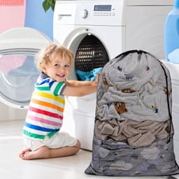 Kaiyaya - 3 stuks Waszak - Zwarte mesh waszak voor wasmachine 60x90 cm - Met trekkoord en sluitclip - Beschermt kleding tegen slijtage — thumbnail 2