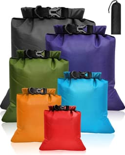 6 stuks waterdichte droogzakset, grote capaciteit ripstop droge zak waterdicht in 8 l, 5 l, 3,5 l, 3 l, 2,5 l, 1,5 l, organisator, opbergzakken voor kamperen, buiten, wandelen, vissen — thumbnail 1