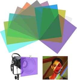 10 vellen kleurfilter A4, transparante plakfolie voor ledlampen en kleurcorrectie, gekleurde gelatine voor fotografie en video, 10 verschillende kleuren voor lichteffecten en handwerk — thumbnail 1