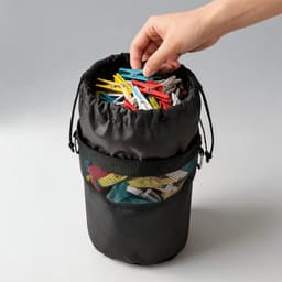 Waterdichte wasknijperzak met haak en schouderband – Trekkoord tas voor 200-250 wasknijpers, Oxford-stof, ideaal voor buitengebruik en camping — thumbnail 2