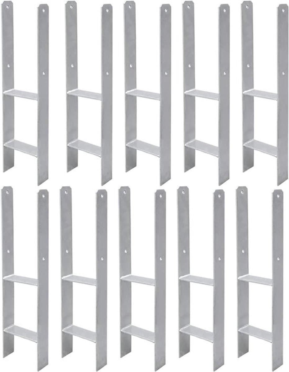 Paalanker - Grondanker H-anker - Houtconstructie Bouwen - Stabiele Verbinding - 10 stuks 600mm - Zwart — afbeelding 1