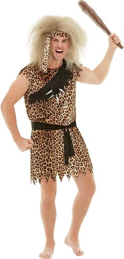 | Holbewoner kostuum voor mannen Stenen tijdperk, Prehistorisch - Kostuum voor Volwassenen, Accessoire verkleedkleding en rekwisieten voor Halloween, carnaval & feesten Maat - XL - Bruin — thumbnail 4