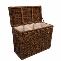 Rotan Wasmand Antiek - 3 vakken - 85x40xH65 cm - Wasmand Riet driedelig — thumbnail 1