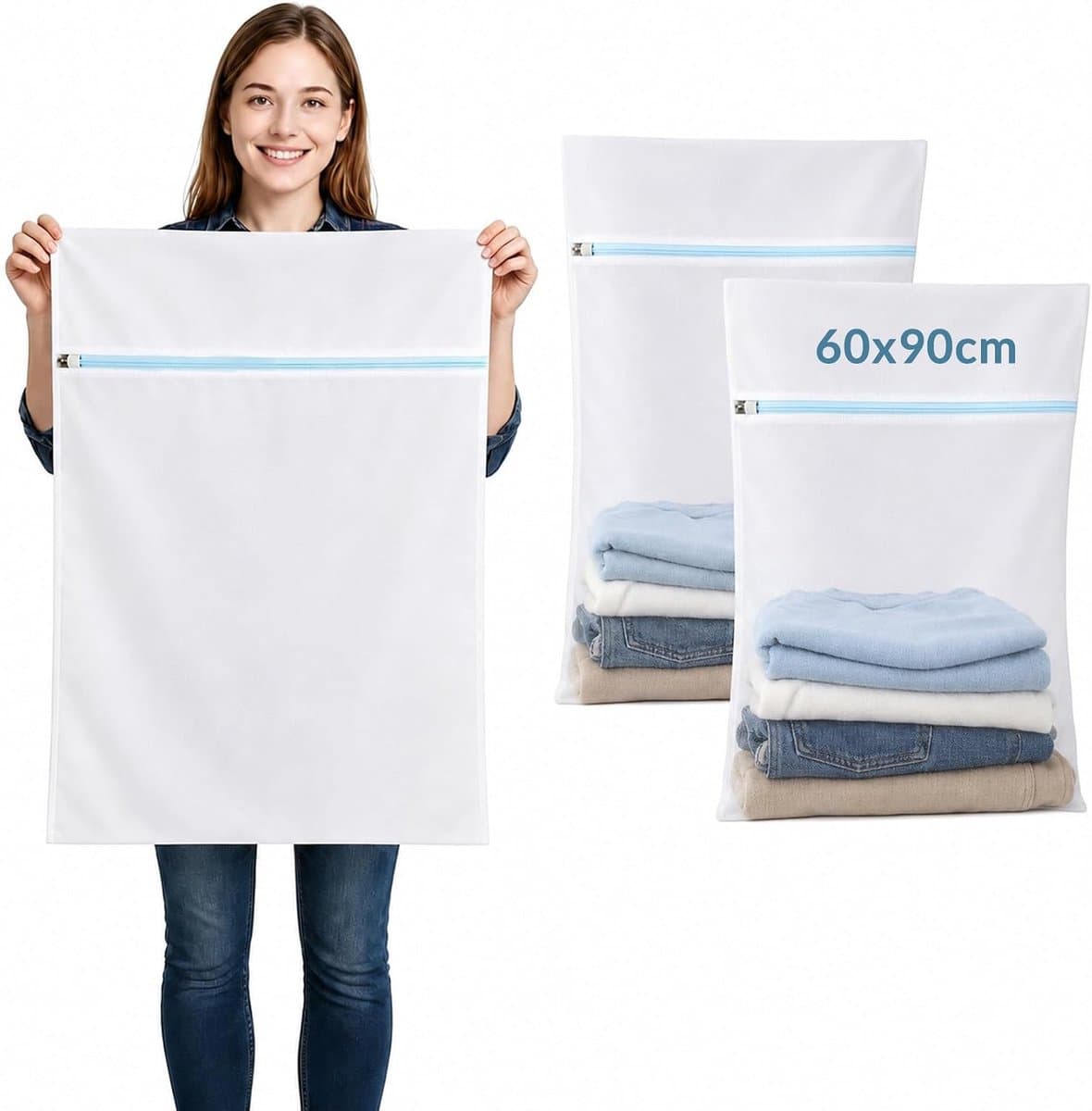 Wasnet set van 2 stuks, groot 60x90cm fijnmazig — afbeelding 1