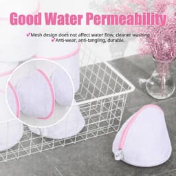 Set van 3 beha-wasnetten voor wasmachine, gemengde maten, fijnmazige herbruikbare waszakken ter bescherming, beschermt gevoelige kleding tegen klitten en vormverlies — thumbnail 3