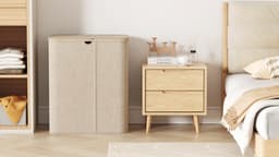 Wasmand met 3 Vakken – Opvouwbare Wasmand met Uitneembare Waszakken, Handgrepen en Ruime Vakken voor Kleding en Wasgoed — thumbnail 2