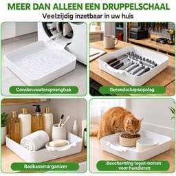 Kaiyaya - wasmachine lekbak 4-delige set - met universele en Samsung geleidingsplaat - waterdicht en duurzaam - voor vloerbescherming in wasruimte - wit — thumbnail 5