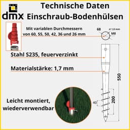 Paaldrager rond Ø 26 tot 60 mm - Grondanker om in te draaien - Steunvoet voor zonnescherm - ServiceTopper — thumbnail 1