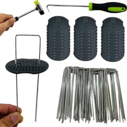 Grondankers voor Onkruidvlies - Zwart - 150 x 40 mm - Stalen Haringen met Bufferschijven - Voor Tuin en Kunstgras — thumbnail 1