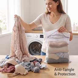 Mesh Waszakken Set - Wit - 5 Stuks - Duurzaam Gaas - Voor Delicate Kleding — thumbnail 2