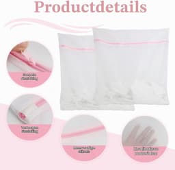 Set van 2 Wasnetten voor Wasmachine - Wit - 60 x 60 cm - Premium Polyester met Verborgen Ritssluiting - Voor Gevoelige Kleding — thumbnail 3