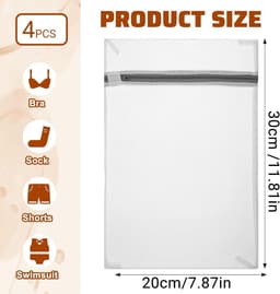 Set van 4 kleine wasnetjes voor delicate was, 30x20cm, duurzaam voor lingerie, ondergoed, sokken en babykleding tijdens het reizen — thumbnail 5