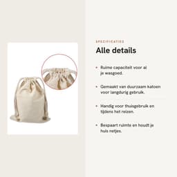 Dailygoods- Waszak Grote Capaciteit - Katoenen Waszak - Huishoudelijke Opslagzak - Reizen - Ecologisch Katoen - Sluiting met Koord - Opbergtas — thumbnail 2