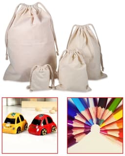 Dailygoods- Waszak Grote Capaciteit - Waszakken voor Wasgoed - Waszak met Koordvergrendeling - Natuurlijk Katoen - Milieuvriendelijk - 15x20 cm - Wasmand — thumbnail 2