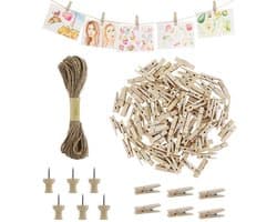 Dailygoods - 110 stuks houten knijpers - Mini-wasknijpers voor doe-het-zelf decoratie