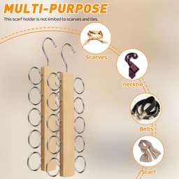 Dailygoods- Sjaalhanger Massief Hout - Sjaalhouder - Kastorganizer - Ruimtebesparend - 10 Ringen - Hoogwaardige Materialen — thumbnail 5