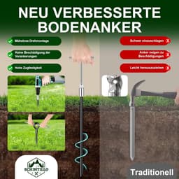 Grondanker - Grijs - 39 cm - Spiraalvormig Stalen Grondanker met Riemen en Bufferveren - Voor Camperluifels — thumbnail 5