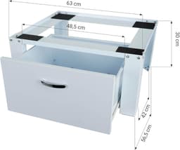 Wasmachine Onderstel - Wasmachine Verhoger - Rugontlasting - Met Geïntegreerde Lade - 30 cm Hoog - Wit — thumbnail 2