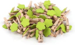 Houten Wasknijpers - Kleine Decoratieklemmen - Foto's Ophangen - Natuurlijk Hout - 50 Stuks - Groen — thumbnail 1
