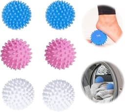 6 Stuks Drogerbal - Herbruikbare Egelbal - Pluizige Wasballen voor Donsjacks - Wasdrogerbal voor Thuis - Kleding Reiniging - Meerdere Kleuren — thumbnail 1