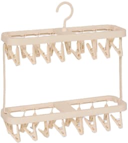 5Five Wasgoed droogcarrousel/droogmolen - 32 clips/knijpers - beige - kunststof - 40 x 12 x 43 cm - ruimte besparend — thumbnail 1