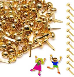 Metalen ronde kopjes, 200 stuks, 8 x 17 mm, goudkleurige knijpers voor knutselen, documenten sorteren en foto's bevestigen — thumbnail 1