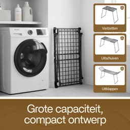Dailygoods- Droogrek uittrekbaar - Inklapbaar - 25 m drooglengte - Stabiel wasrek van koolstofstaal - Ruimtebesparend - Belastbaar tot 30 kg — thumbnail 4