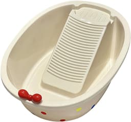 Wasbord Wastafel - Handwasbak - Kleine Kleding Wassen - Ingebouwd Schrob-oppervlak - 56.5 cm Lengte - Neutrale Kleur — thumbnail 1