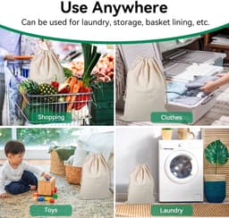 Dailygoods- Waszak Katoen - Opbergtas met Trekkoord - Lichtgewicht - Herbruikbaar - Ademend - 22x28 cm - Opbergzak — thumbnail 5