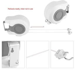 Dailygoods- Waslijn Uittrekbaar 13 Meter - Ruimtebesparend - Wandmontage - Draagbaar - Geschikt voor Balkon - Gemaakt van ABS/PVC - Kledinglijn — thumbnail 2