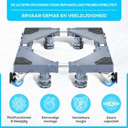 Wasmachine Verhoger - Apparaat Onderstel - Apparaten Verplaatsen - Extra Stabiliteit - 500 kg Capaciteit - Grijs — thumbnail 4