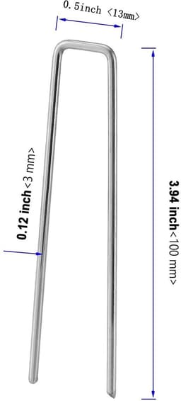 Dailygoods - 150 stuks gegalvaniseerde grondankers, 100 x 13 mm, Ø 3 mm, bevestigingsanker, grondankers van verzinkt, staal voor bevestiging van onkruiddoek, onkruidfolie, heggen, tuinvlies, omheining of — thumbnail 4
