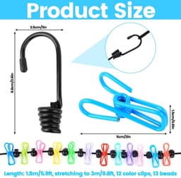 Dailygoods- Waslijn Verstelbaar van 1,8 tot 3 Meter - Draagbare Camping Waslijn - Inklapbare Reiswaslijn - 12 Klemmen - Lichtgewicht en Duurzaam Touw - Kledinglijn — thumbnail 3
