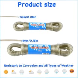 Dailygoods- Waslijn Uittrekbaar - Waslijn met Stalen Kern - 2 mm/3 mm Dikte - 20 m Lengte - Geschikt voor Buiten - Hoge Treksterkte - Drooglijn — thumbnail 2