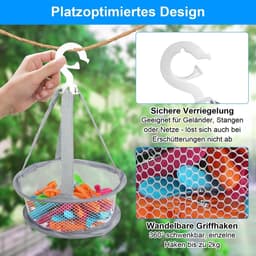 Dailygoods - Wasknijpers met mand, 50 stuks wasknijpers met zak, klemmand zonder afdruk, windbestendige kunststof wasknijpers voor waslijnen en kleerhangers — thumbnail 5