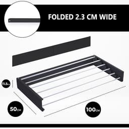 Dailygoods- Droogrek 6 m opvouwbaar - Wanddroogrek - Ruimtebesparend - Aluminium - Compact 100 x 10 x 50 cm - Stijlvol ontwerp - Wasrek — thumbnail 2